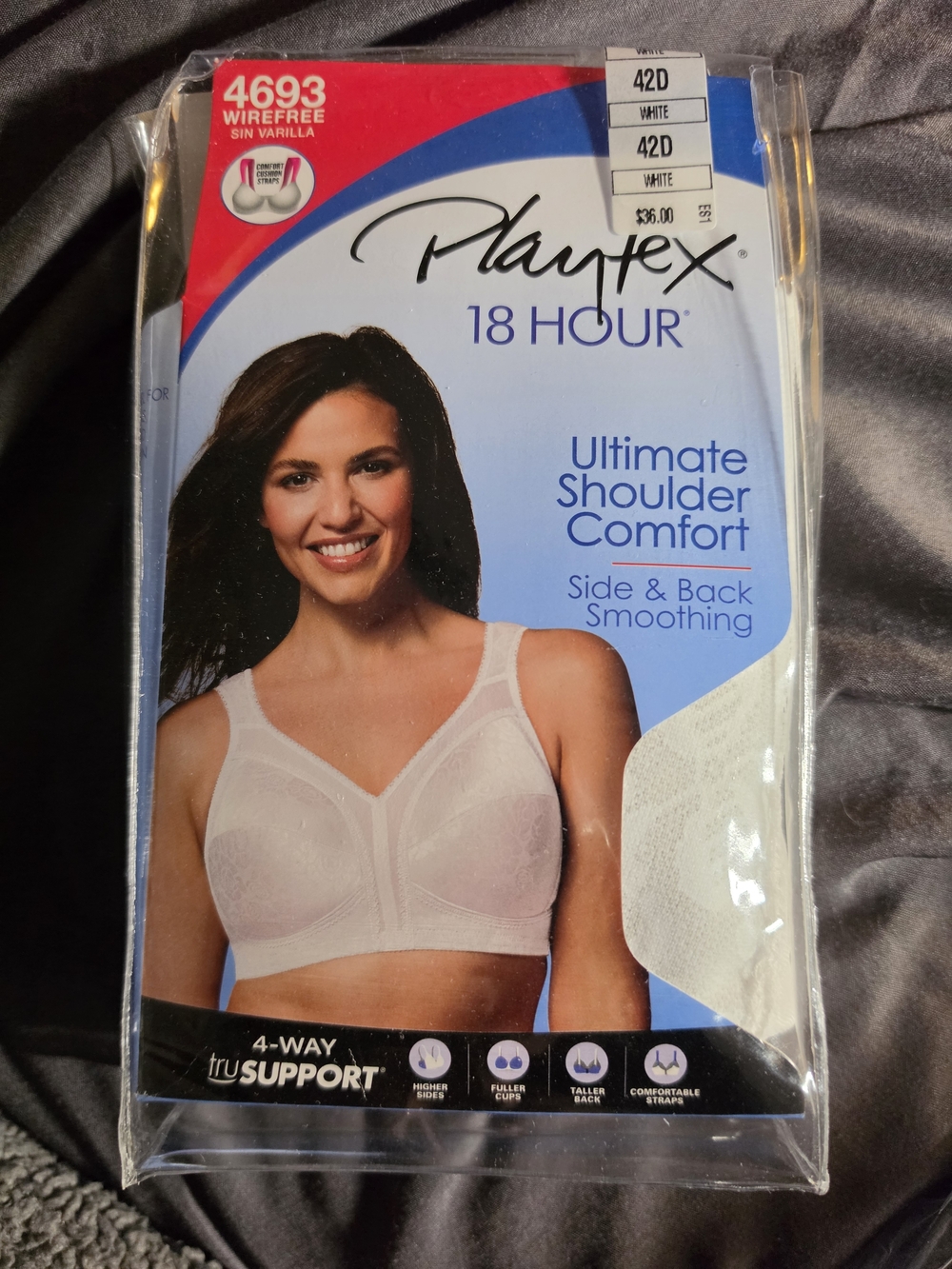 Playtex 18 Hour Ultimate Shoulder Comfort Bra in White and Cream